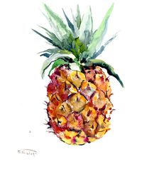 Pineapple, tropical fruits, original one of a kind watercolor art 11 X 13 in, pineapple painting, pineapple lover, kitchenfruits, Hawaii