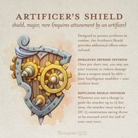 [OC] [Art] Artificer's Shield. For the intelligently cautious adventurer. : DnD