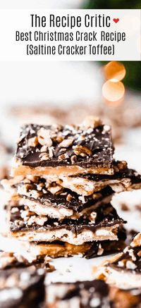 Best Christmas Crack Recipe is a saltine cracker layered with melted toffee and creamy chocolate topped with a crunchy pecan for a complete sweet and salty treat. This recipe is so delicious and addicting!