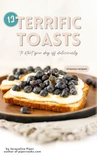 Want to make your breakfast more interesting? Try new toast recipes for the new eBook "12 Terrific Toast Recipes to Start Your Day Off Deliciously." written by Jacqueline Piper, author of the recipe website pipercooks.com. Discover toast recipes that will suit everyone from sweet to savory to spicy. 11 exclusive toast recipes plus the 5-star Avocado Toast recipe from my website. 4 new condiment recipes. Every recipe has a photo - toast recipes have full-page color photos. Read on your smartphone, tablet, laptop, or pc.