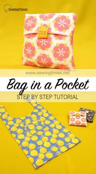 Bag in a Pocket🔖 DIY Reusable Shopping Bag with Built-In Pocket Tutorial