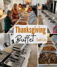 Here is how I like to set up my Thanksgiving buffet tables for seving dinner.