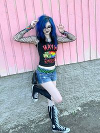 SCENE FITT #scene #scenekid scenecore scene outfit inspo alt alternatice #emo emo makeup blue and black hair scenemo aesthetic scenemo hair