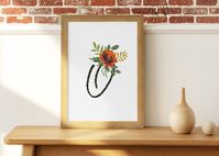 Handwritten Letter O Cross Stitch Pattern PDF Floral Monogram Nursery Cross Stitch Pattern