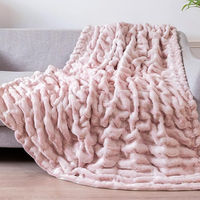 Viviland Faux Fur Throw Blanket for Bed Couch Sofa - Soft Cozy Furry Warm Throw - Comfy Shaggy Blanket - Machine Washable - Light Pink Fuzzy Plush Throw - 50"× 60"