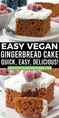 Impress your friends and family when you make this soft, fluffy, moist, and delicious vegan gingerbread cake for dessert. This classic Christmas treat is perfect to serve during the festive season and the best part is that it’s so quick and easy to make. You can serve it with or without frosting or you can dust it with powdered sugar. It’s filled with molasses and warm gingerbread spice flavour and it’s a dairy-free, eggless recipe that can also be made gluten-free and as a layer cake.