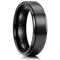 PRICES MAY VARY. ✔️TRUSTWORTHY BRAND - Since the establishment of the brand, King Will've only been doing three things. Provide high quality products, provide innovative design, provide thoughtful customer service. ✔️LOVE DESIGN - BASIC Collection: Plain 6mm black plated stainless steel wedding ring laser etched I Love You. Wear the oath on your hand, let the love surround you. ✔️QUALITY HANDICRAFT - Select environmentally-friendly stainless steel, high polished smooth innerface. Wear the advant