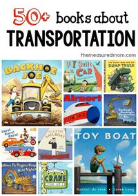 A giant list of books for a preschool transportation theme