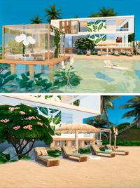 The Sims Resource - Sims 4 - Residential - Rirann - Pallavi - TSR CC - Pallavi is a contemporary tropical beach house for the Sims 4. Available at TSR