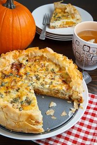 Roasted Pumpkin Quiche with Caramelized Onions, Gorgonzola and Sage