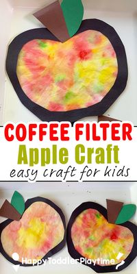 Coffee Filter Apple Craft - Happy Toddler Playtime