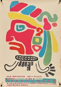 Experience a slice of colorful culture with this original 1968 film poster! Designed to promote the Mexican melodrama "Tarahumara", this fantastic original artwork was created for the films first-release in Poland. This exceptional piece, imbued with the imaginative genius of Polish-born artist Jolanta Karczewska, is sure to captivate with its mesmerizing medleys of hot pink and electric blues. Against a lustrous ivory background, a garbed native figure radiates with a striking headpiece that ex