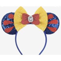 This Stylish Mouse Ears Headband Is A Must-Have For Any Disney Princesses Fan! It Features The Beloved Snow White Character Theme. The Unisex Design Makes It Suitable For Both Adults And Children, And The One-Size-Fits-All Ensures A Comfortable Fit. Headband Has Fabric Covering, And Is Embellished With Sequins, Glitter, And A Clear Crystal Stone. This Contemporary Collectible Will Never Go Out Of Style, And The Hairband Is An Excellent Accessory To Add To Your Disney Apparel Collection! Brand Ne