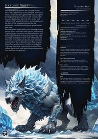 Hello Travelers! Another entry to the Frozen Wastes of Kharvak theme - the Iceblood Wolf.  The PDF version can be found for free on our patreon as always Have fun in your d&d games travelers!