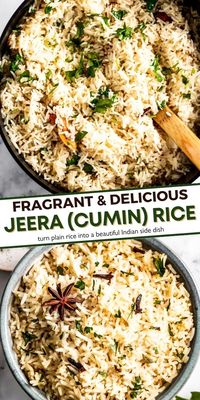 Super soft and fluffy, this easy cumin rice is loaded with warm spices. Served as a side, it's the perfect Indian rice dish.