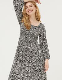 Black Adele Mono Vines Midi Dress, FatFace.com