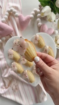 5min · 1 serving  Madeleine’s for Mother’s Day 🤍 Dip cookies in white candy chocolate & then sprinkles. I used edible sugar paper butterflies from Amazon.  Madeleine’s for Mother’s Day 🤍  Dip cookies in white candy chocolate & then sprinkles.   I used edible sugar paper butterflies from Amazon.