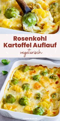 Leckerer Rosenkohl-Kartoffel-Auflauf mit Käse, der so einfach gemacht ist. Dank Vorkochen ist das Rezept schnell fertig und dabei sogar vegetarisch.