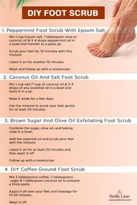 Pour 1 cup of milk and 5 cups of warm water in a foot bath tub or large basin and soak your feet for five to 10 minutes. In a bowl, pour baby oil and sugar or salt and mix well. Make into a thick paste and apply all over feet, massaging in circular motions. Finish with a pumice stone scrub on callused heels.