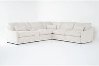 Kennedy Cream 134" 6 Piece Power Reclining L-Shaped Modular Sectional with 3 Power Recliners, Console, Storage, Cupholders & USB