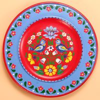 Hand-painted wooden plate (birds) Poland