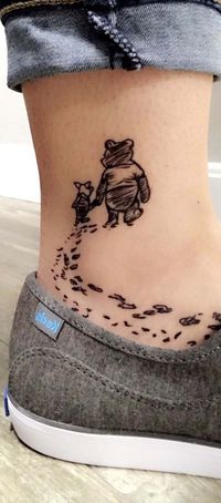 Winnie and the Pooh Ankle Foot Tattoo Ideas for Women - llevar ideas de tatuaje de tobillo para mujeres - www.MyBodiArt.com