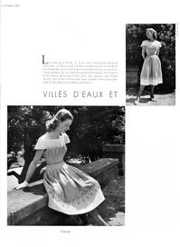 Carven P/E 1947, robe en toile de lin blanche et toile de lin caramel blond brodée de motifs en raphia, toiles de lin de Moreau. Photos Philippe Pottier.