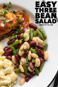 Just a few simple ingredients come together in this Classic Three Bean Salad to make an easy summer side dish, perfect for BBQs and potlucks! BudgetBytes.com