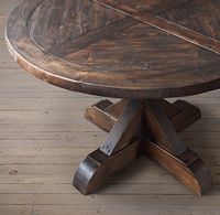 Salvaged Wood X Base Dining Table- round all wood | All Round Tables | Restoration Hardware