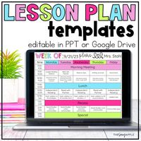 Revamp your planning with these fun and editable lesson plan templates! These eye-catching lesson plan designs include options for adding text, links, or screenshots of activities or books you'd like to have in your plans. This resource is a .zip file that includes the following:Editable PowerPoint to type your own text with the option to delete any unwanted text boxesPDF file to print without text boxes and handwrite your own lesson plansEditable PowerPoint to ADJUST and/or ADD rows and columns