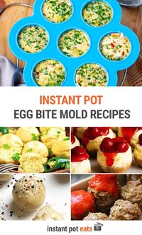 If you love pressure cooker accessories or you're curious to try one, this selection of creative and delicious Instant Pot egg bite mold recipes will surprise you and get you inspired to cook more than just egg bite muffins! From little ball pancakes to mini meatloaves, this handy silicone mold proves that small foods can come with big flavor. | #eggmolds #instantpoteggmolds #fritatas #minibrownies #minipancakebites #browniebites #pancakebites #cinnamonrolls