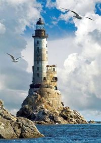 Abandoned Nuclear Aniva Lighthouse, Sakhalin, Sea of Okhotsk, Russia. Completed 1939; Height 102' (31m).