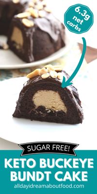 Tender keto chocolate cake filled with a ribbon of peanut butter cheesecake. You won't believes it's sugar free!