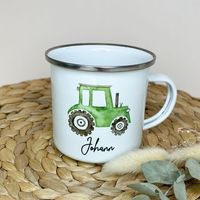 🚜🌟 "Tractor Adventure" - The perfect enamel mug for little explorers 🌟🚜 This cute enamel mug with a lively tractor print brings not only joy but also a sense of adventure to the table! In an attractive green and personalized with your child's name, this mug is a real eye-catcher. You can delight any little tractor fan with this mug. Whether for a birthday, starting school, Easter or Christmas - it is a wonderful gift that is not only practical, but also creates a unique connection to the gre