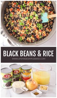 This recipe for black beans and rice is full of flavor. It is comforting, delicious, and can easily be made vegan! #mexicanrecipes #blackbeans #rice #sidedish #veganrecipes