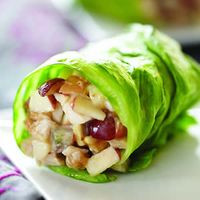 Summer wraps: 1/2 cup chopped chicken, 3 Tbsp Fuji apples chopped, 2 Tbsp red grapes chopped, 2 tsp honey, 2 Tbsp almond butter. Mix and wrap in a Romaine lettuce leaf.