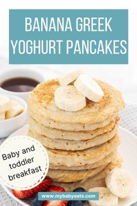 Banana Greek Yoghurt Pancakes are a super easy and healthy breakfast or snack. Thanks to the Greek yoghurt, they’re packed with protein so are a more satisfying start to the day than standard pancakes. This is an easy, yummy way to enjoy a nutritious breakfast. Seriously fluffy and delicious, they're a perfect baby and toddler breakfast!