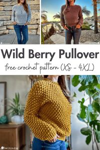 The Wild Berry Pullover is size inclusive and available as a free crochet pattern... so let's make one!