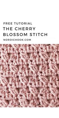 This free crochet tutorial shows how to make the cherry blossom stitch step-by-step. It includes detailed photo instructions. This beautiful crochet stitch is a repeat of four rows. The texture of this stitch is beautiful!