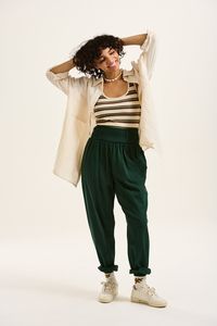 Alexa Trousers: ORGANIC COTTON - Posy Green – Lucy & Yak