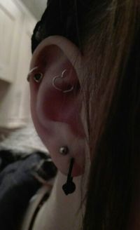 Finally got to put my cute little heart in my rook! It's a little swollen but I couldn't wait to share ^_^