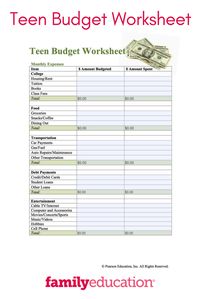 Help your teenager organize his expenses and save his money with this FREE teen budget worksheet.