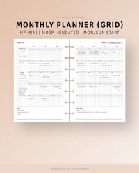 Blank Monthly Planner Pages, Hobo Style Month Overview Calendar Spreads , MO2P, Month At A Glance, Digital Download, Monday Sunday Start  [💡MonthlyJoy's Checkpoint!] 𝑴𝒐𝒏𝒕𝒉𝒍𝒚 𝑷𝒍𝒂𝒏𝒏𝒆𝒓 𝑯𝑷 𝑴𝒊𝒏𝒊 𝑷𝒍𝒂𝒏𝒏𝒆𝒓 𝑰𝒏𝒔𝒆𝒓𝒕𝒔 𝑷𝒓𝒊𝒏𝒕𝒂𝒃𝒍𝒆. These printable Personal Inserts features see month on 2 Pages!  · Grid & Vertical Layout · Blank Calendar, Priorities, To-do, Notes, Next month · Monday, Sunday Start Included  [📏SIZE] Happy Planner Mini (4.625 x 7 inches, 117.5 x 177.8 mm)