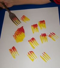 Fall Preschool Lessons - Using Forks to make Fire Flames