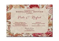 Gold & red paisley floral damask Rehearsal Dinner Invitation in a rich, Classic pattern with formal, Vintage style by digibuddhaPaperie