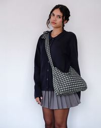 Black and Grey Gingham Bow Bag | Nagisa – motelrocks-com-us