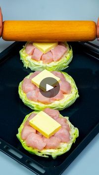 2.5M views · 26K reactions | One secret and the chicken breast will melt in your mouth like butter! | One secret and the chicken breast will melt in your mouth like butter!

Ingredients:
cabbage: 1 pc
salt: 5 g (0.2 oz)
black pepper: 3 g (0.1 oz)
red... | By Appetizing.tv | Chicken breast will melt in
your mouth like butter. Cut a cabbage into thick
rounds. Place the cabbage rings on aluminum foil, shape foil
trays. Season the cabbage with salt.
And black pepper. Cut an onion into thin slices. Place red onion over cabbage.
Press the chicken breast with the rolling pin. Cut the
chicken fillet into medium size pieces. Place the meat in a bowl. Pour
milk. Let the meat soak for 30
minutes. Place the chicken fillet on top
of the onion. Mix 2 eggs. With yogurt, season with salt,
and black pepper