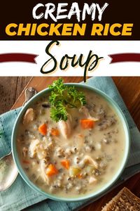 Satisfy your comfort food cravings with this ridiculously creamy chicken rice soup! It's rich, hearty, and fully loaded with goodness, color, and texture.