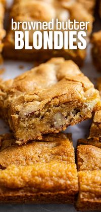 The secret to unforgettable blondies is out! Browned Butter Blondies are the most chewy, buttery dessert bar with a caramel-vanilla flavor and just a hint of nuttiness. It's no wonder these are the best blondies ever!