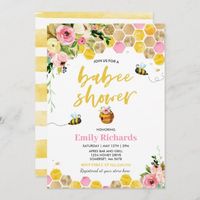 Bee Baby Shower Invitation Floral Babee Shower - Popular Zazzle Product! Best choice, tags : #invitations, #tshirt, #card, #InvitationsCard, #legging, #trending, #holiday